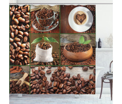 Coffee Beans and Bags Shower Curtain