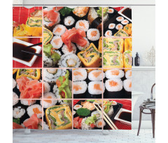 Sushi Roll Colored Shower Curtain