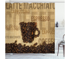 Coffee Beans Shaped Mug Shower Curtain