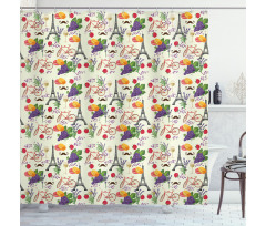 French Wine Macarons Shower Curtain