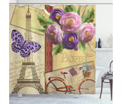 French Landmarks Tower Shower Curtain