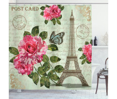 Shabby Plant Roses Leaf Shower Curtain