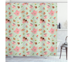 Royal Themed Tea Time Shower Curtain