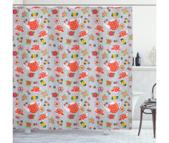 Cartoon Tea Pots Roses Shower Curtain