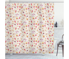 Antique Retro Tea Cups Shower Curtain