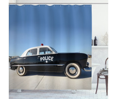 Old Police Car Digital Shower Curtain