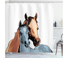 Farm Life 2 Horses Shower Curtain