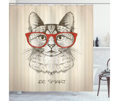 Cat with Retro Glasses Shower Curtain