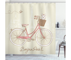Postcard from Paris Bicycle Shower Curtain