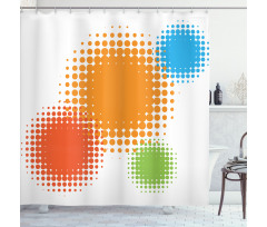 Colorful Half Tone Circles Shower Curtain