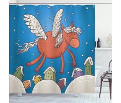 Horse Wings on Building Shower Curtain