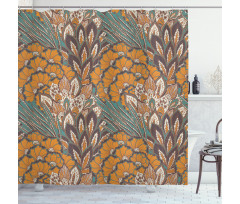 Flowers and Peacock Shower Curtain