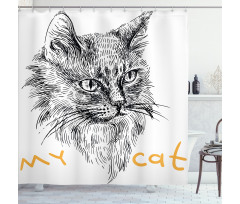 Hand Drawn Cat Shower Curtain