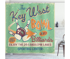 Vintage Bowling Poster Shower Curtain