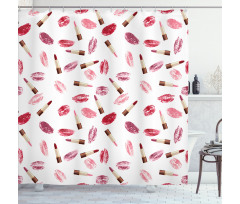 Lipstick Kiss Makeup Shower Curtain