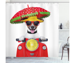 Dog Driving a Motorcycle Shower Curtain