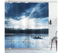 Blue Mountain Lake Scene Shower Curtain