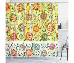 Circles Leaves Abstact Shower Curtain