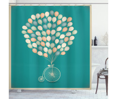 Retro Bike with Baloons Shower Curtain