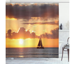 Boat in Sewith Sunset Shower Curtain