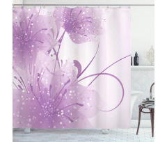 Vector Flowers Butterfly Shower Curtain