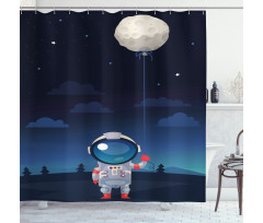 Astronaut with a Moon Shower Curtain
