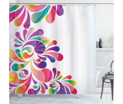 Curvy Floral Design Shower Curtain