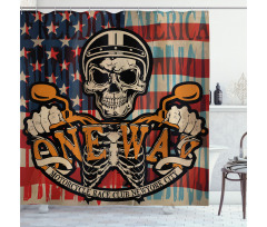 Biker Skull American Flag Shower Curtain