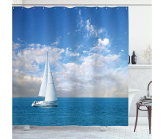 Modern Sail Boat on Sea Shower Curtain