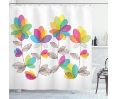 Colored Blooming Flowers Shower Curtain