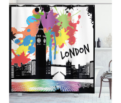 Colorful London City View Shower Curtain