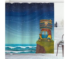 Cartoon Car Surfboards Shower Curtain