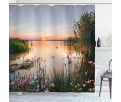 Sunset at Chudskoy Lake Shower Curtain