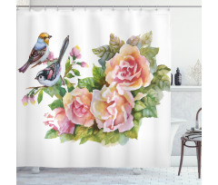 Wild Exotic Birds Roses Shower Curtain