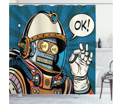 Futuristic Comics Robot Shower Curtain