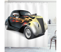 Retro 40s Drag Car Shower Curtain