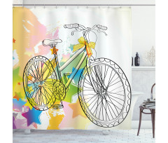 Abtract Colorful Bike Shower Curtain