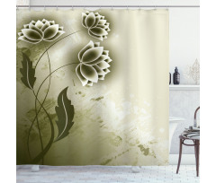Grey Flowers Ivy Leaf Shower Curtain