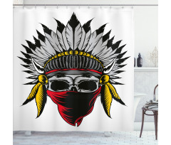 Skull with Feathers Veil Shower Curtain