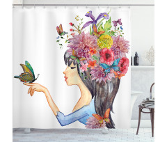 Long Haired Woman Shower Curtain
