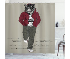 Lion Tiger Head Teenager Shower Curtain