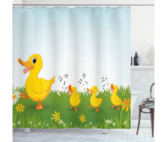 Mother Duck and Babies Shower Curtain