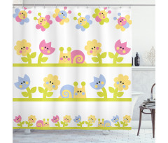 Colorful Cartoon Garden Shower Curtain
