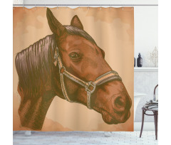 Engraving Horse Head Shower Curtain
