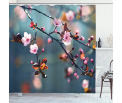 Blooming Sakura Flowers Shower Curtain