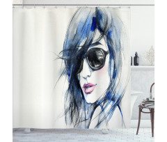 Watercolor Woman Image Shower Curtain