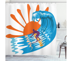 Hot Beach Vibes Surfer Shower Curtain