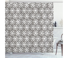 White Geometric Triangle Shower Curtain