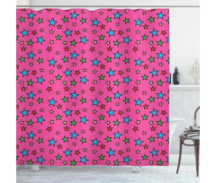 Hot Pink Retro Stars Shower Curtain