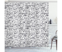 Orchid Flowers Leaf Shower Curtain
